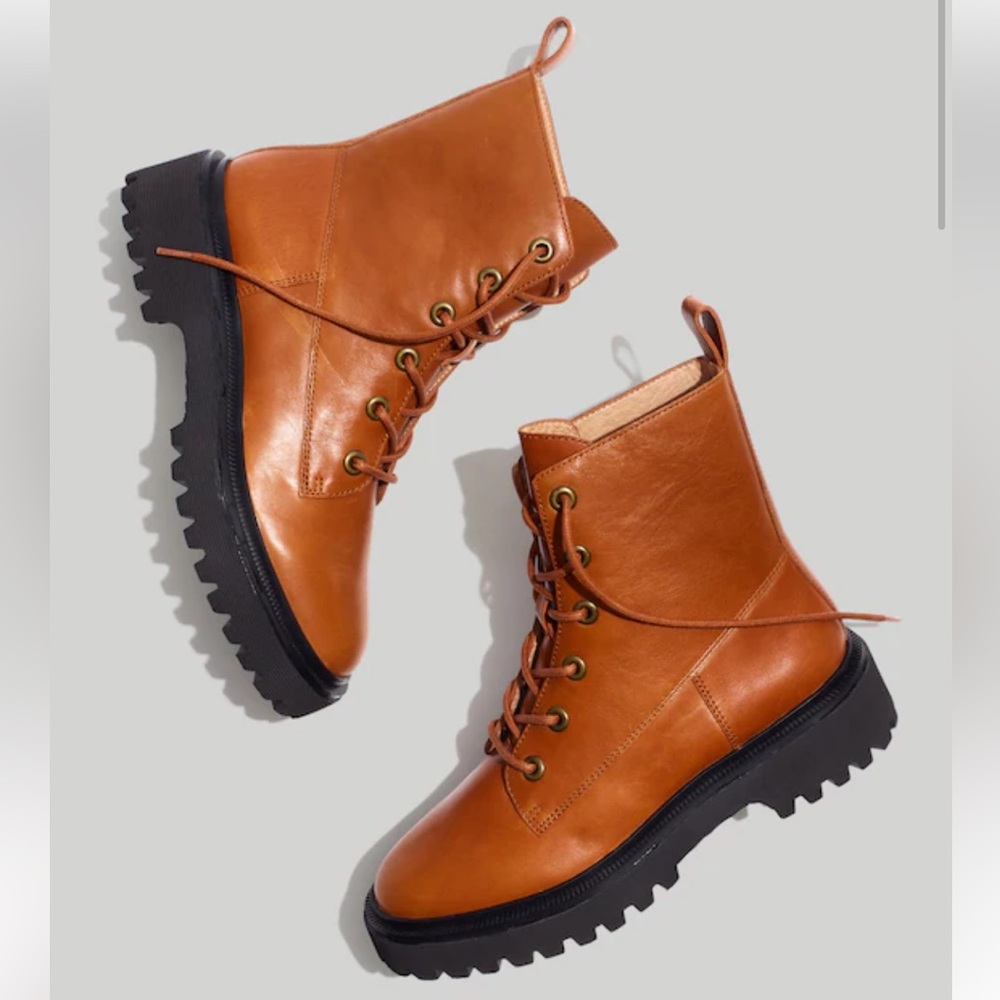 Madewell Rayna Leather Lace-up Boots NWOT